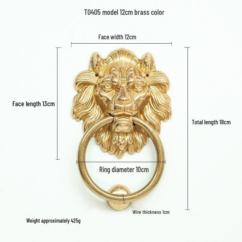 Антикварный латунный дверной молоток в виде головы льва и ручка-тяга для французских дверей