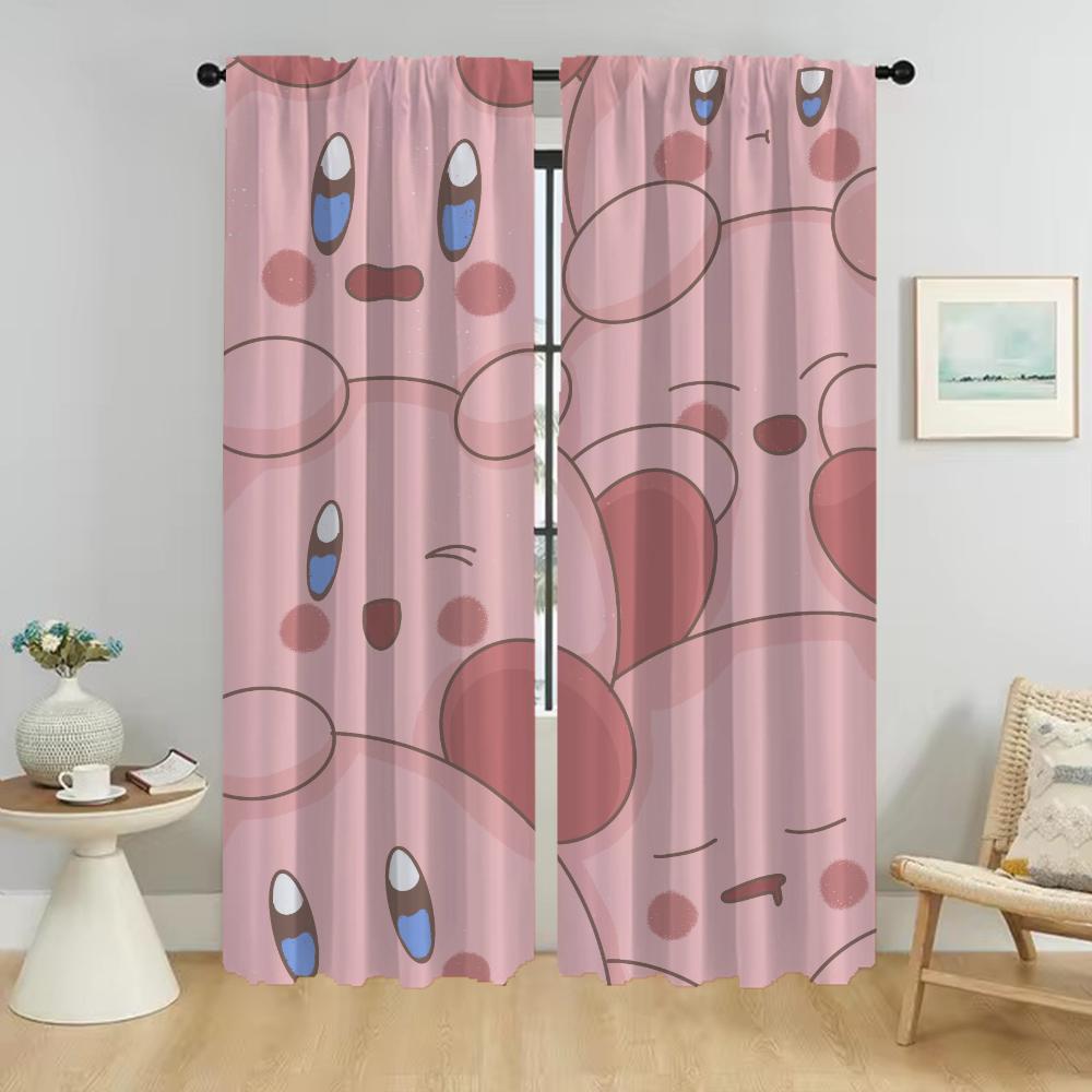 Kirbys Shades Curtains for Bedroom Halloween Decoration Window Curtain for Room 2 Panel Partition Living Kitchen Blackout Camera
