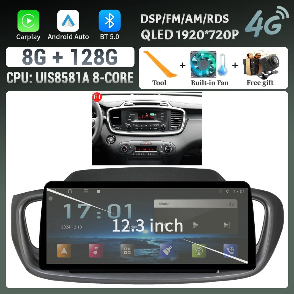 12,3 дюйма для KIA Sorento 2015-2018 беспроводной Bluetooth CarPlay Android Auto Car Radio Multimedia 4G GPS сенсорный экран головного устройства