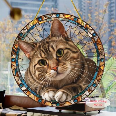 2D плоская акриловая милая кошка витражное украшение, не требует батареек/электричества, уникальное украшение для помещений/улиц, многоцелевое традиционное