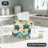 1pc Tissue Box, Coastal Style Turtles Starfish Summery Vibe Pattern, 2D Flat Printing, Lightweight, Can Be Washed, Tissue Organizer, for Around The Ho