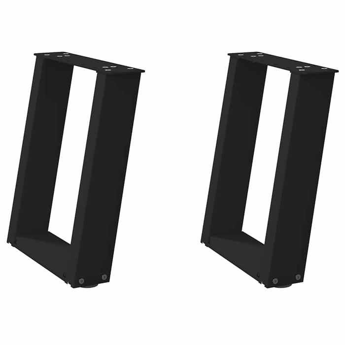 VidaXL Coffee Table Legs U-Shape 2 Pcs Black 38 X (42-43) Cm Steel 4012760