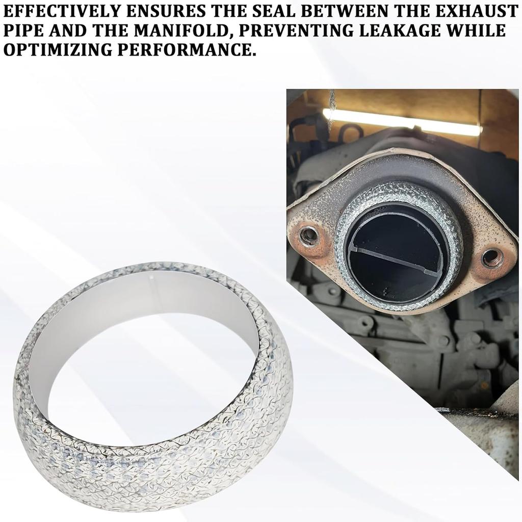 Exhaust Donut Gasket 2PCS 2.5Inch Exhaust Manifold Gasket Grade Graphite Material Donut Gaskets Seal Muffler Ring Replacement Prevent Leaking Between