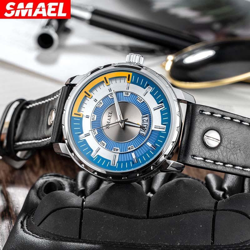 Часы SMAEL Мужские студенческие спортивные кварцевые часы с календарем и светящимся ремешком