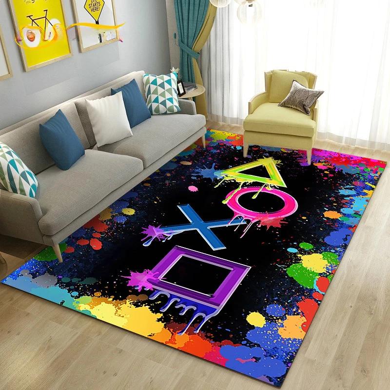 Cartoon Gamer Game Controller Carpet For Living Room Non Slip Parlour Sofa Large Area Rug Bedroom Kid Play Room Floor Mat