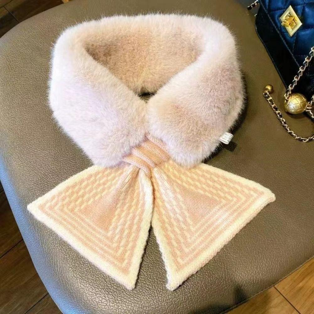 Long Thicken Neck Scarf Keep Warm Fluffy Knitting Neck Shawlrf Knitting Cross Scarf Autumn/Winter