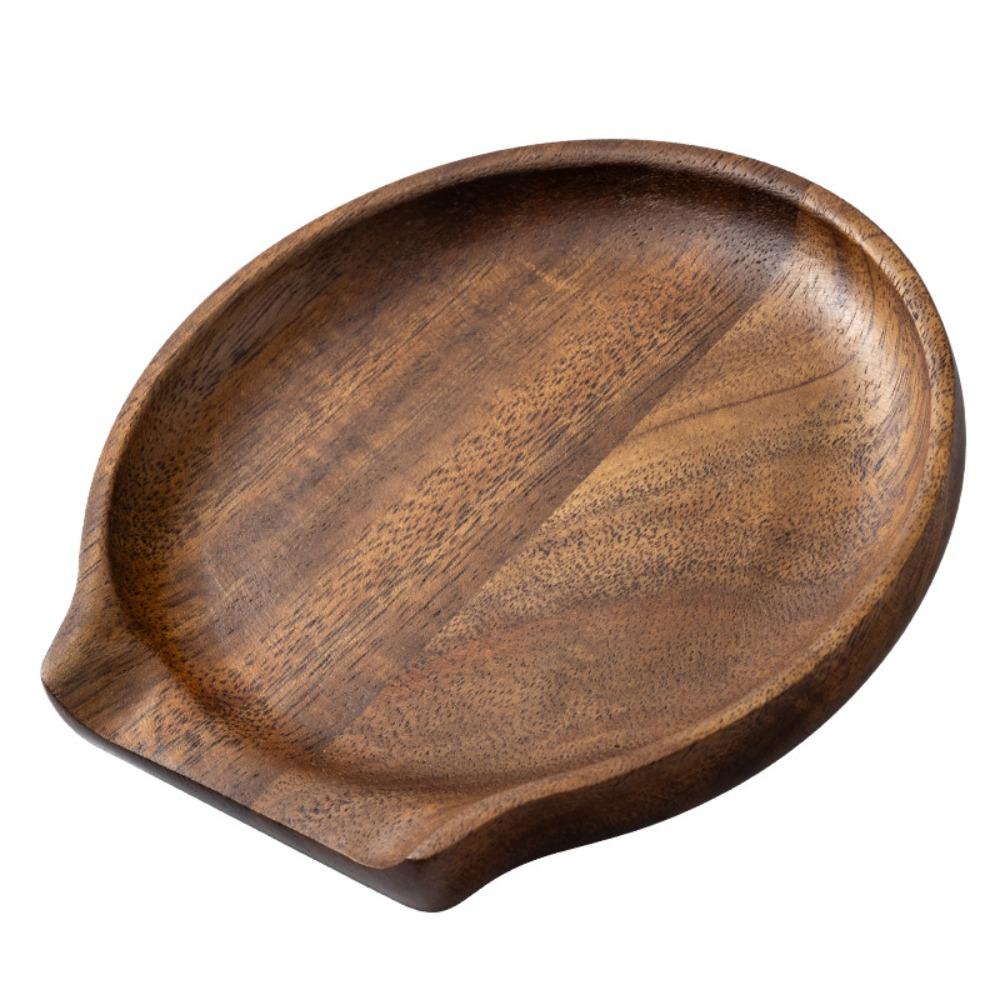 Organizer Tray Anti-Scalding Spoon Rest Rustic Wooden Ladle Rack Natural Fruits Plate Stove Top