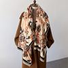 New Retro Printed Scarf for Women, Medium Long Scarf, Thickened Imitation Cashmere Warm Shawl