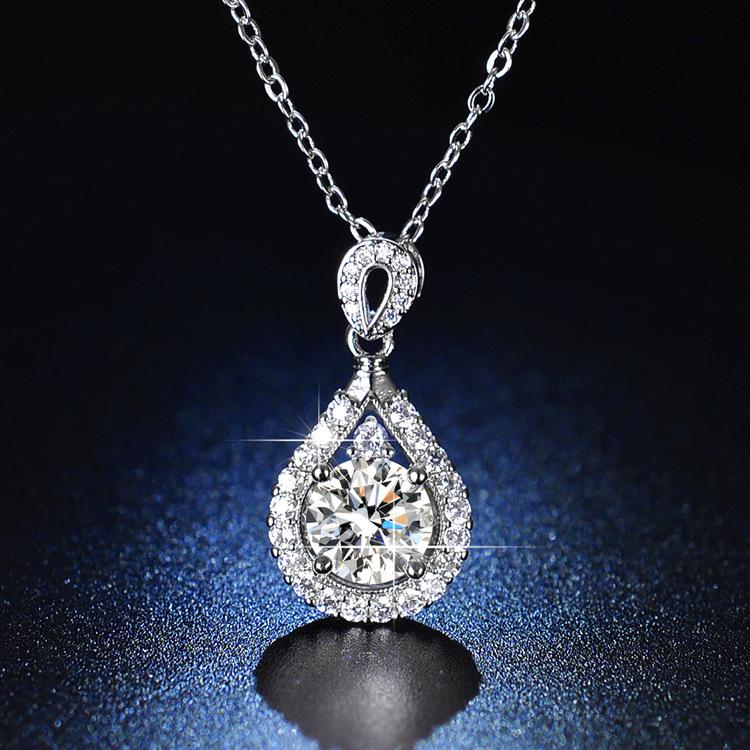 Simulation Moissanite Necklace, Water Drop Pendant, Fashion Pendant, Simple Collarbone Chain.