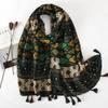 Fashion Luxury  Green Ladies Speckle Women Scarf Female Long Shawl Tassel Four Seasons Versatile Floral Muslim Hijab