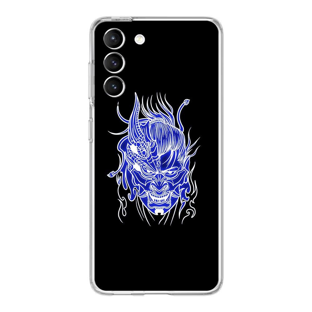Чехол для телефона Samurai Oni Mask neon для Samsung Galaxy S22 S21 S20 FE Ultra 5G S10 S10E S9 S8 Plus Note 10 20 прозрачный силиконовый чехол