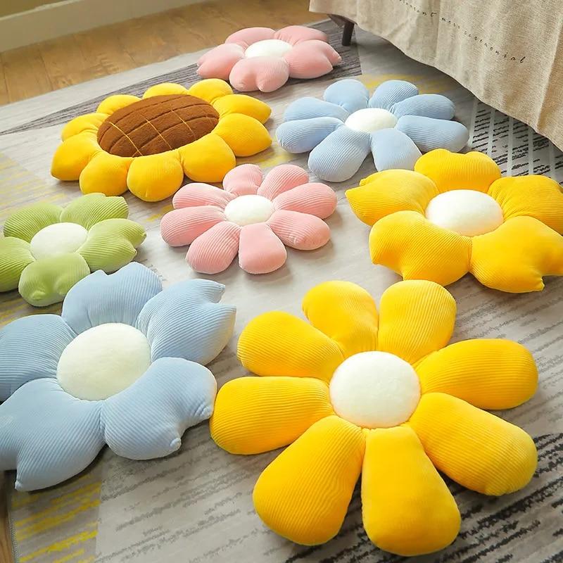 Six Petal Flower Cushion Girly Room Decor Sunflower Pillow Pink Flower Sit Kids Bedroom Seat Pillow Cushion Flower Circular Nap Office Classroom Chair
