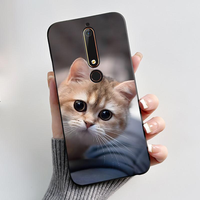 Cute Case For Nokia 6.1/Nokia 6.1 Plus/Nokia X6/Nokia6 Capa Printing Shell Protective Cover Soft Silicone Cartoon Black Casing