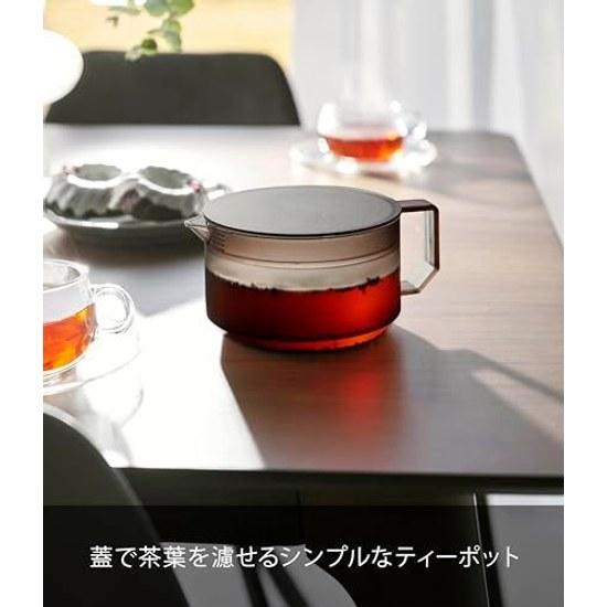 Yamazaki Teapot Black (including handle) Tower 600mL (full capacity 860mL) Dishwasher microwave safe Easy clean Lid built-in strainer 1673