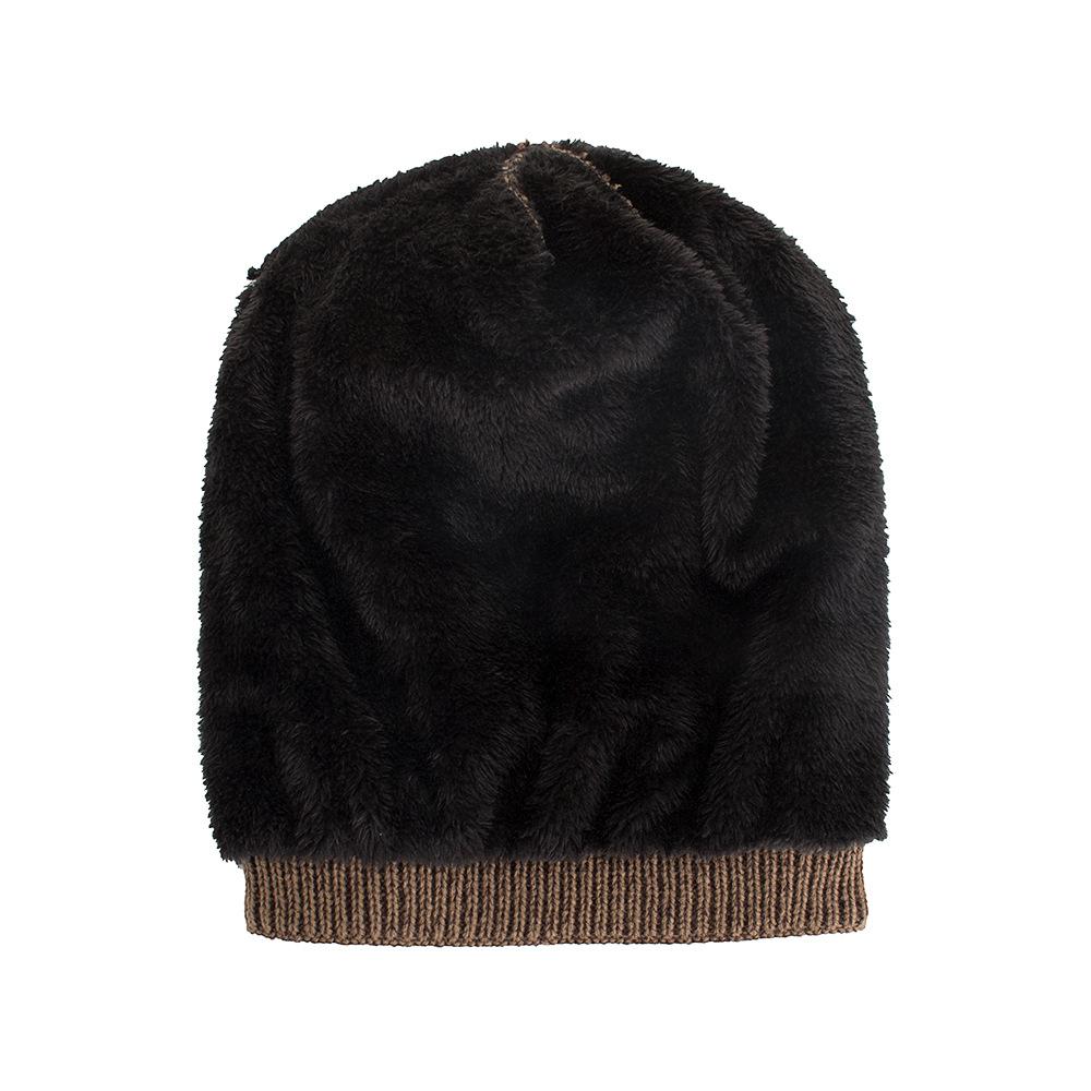 Autumn and Winter New Velvet Two-color Checkered Pullover Hat Knitted Wool Hat