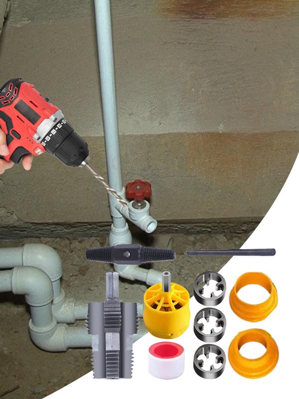 Совместимый с электрической дрелью комплект для нарезания резьбы на трубах из ПВХ, набор для нарезания резьбы на трубах, инструмент для нарезания резьбы на трубах из ПВХ, аксессуары для электрической дрели