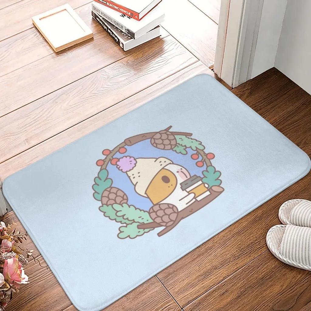 Guinea Pig with Flowers Green Grass Door Mat Floor Carpet for Kitchen Balcony Decoration Doormat Bathroom Entrance Anti-Slip Rug