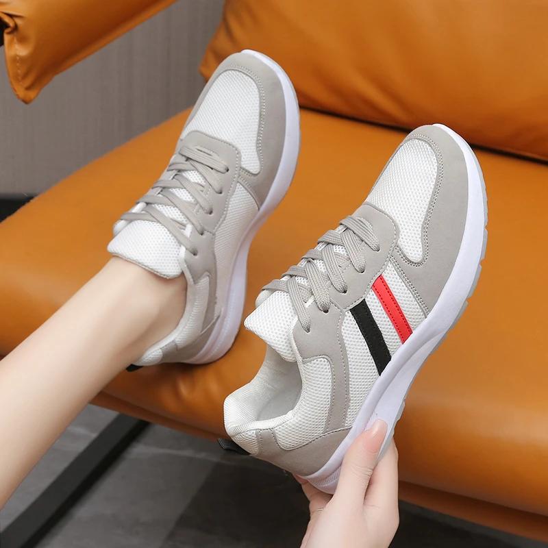 Женские кроссовки, новые, на шнуровке, дышащие, сетчатые, на платформе, для женщин, легкие, для активного отдыха, женские, повседневные, прочные, для бега, Tenis