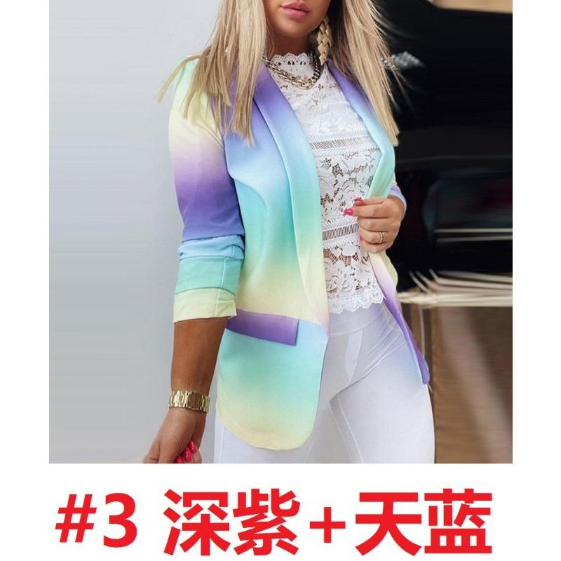 Women Long Sleeve Tie Dye Slim Fit Professional Office Blazer Outerwear