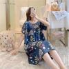 Women's Cotton Silk Mid-Length Nightgown - Summer Pajamas Plus Size Homewear for Middle-Aged and Elderly