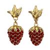 Серьги с красной клубникой, женские высококачественные серьги с листьями, серьги среднего возраста, темпераментные украшения