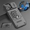 Shockproof Armor Slide Camera Case For iPhone 16 15 14 13 Pro Max Plus Cover Lens Protect Magnetic Ring Stand Holder Funda Coque