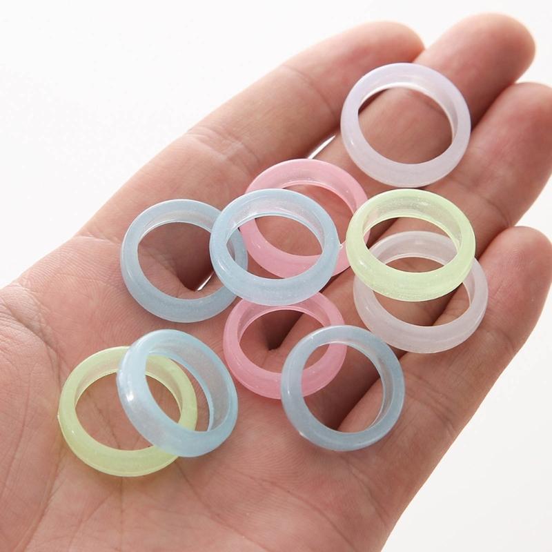 10 Pcs Fashion Resin Luminous Ring Rings Minimalist Aesthetic Finger Rings Simple Candy Color Stackable Ring Jewelry