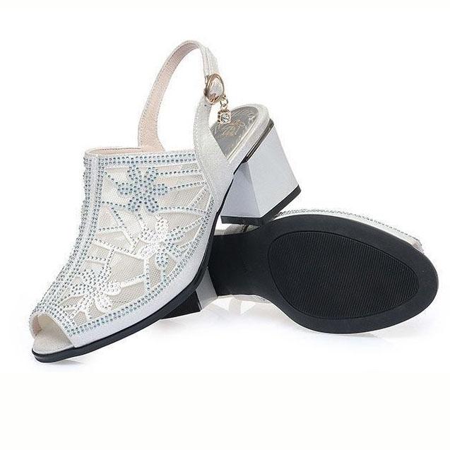 Высота каблука 5–8 см. Босоножки для женщин на высоких каблуках, с сетчатой ​​подкладкой, на нескользящем толстом каблуке и босоножках с выпуклым «рыбим ртом».