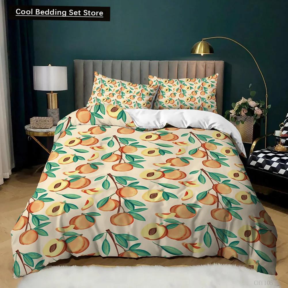 Fruit Duvet Cover Set Orange Bedding Set for Teens Girls Women Cute Cartoon Orange Double Queen King Size Polyester Qulit Cover