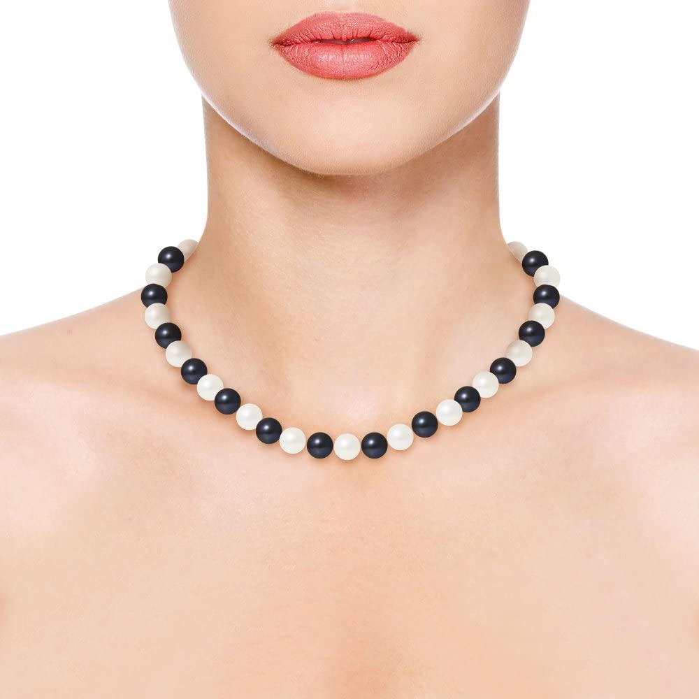 Pearls & colors women tahiti pearls 9-10mm silver 925 round pearl pearl necklace