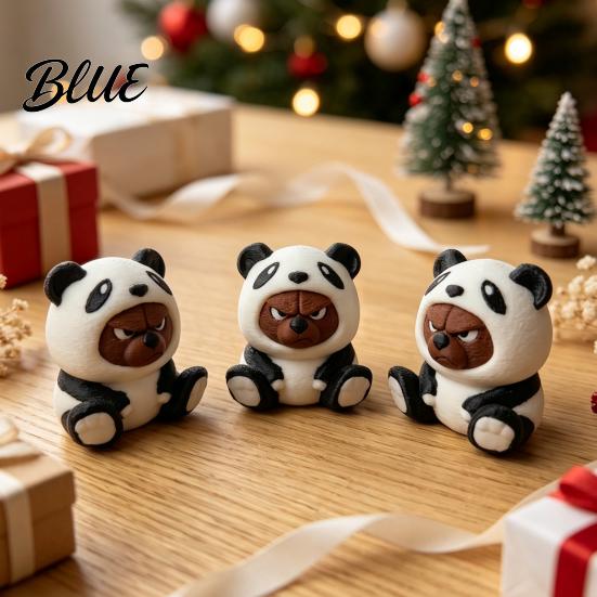 Panda Bear Decor 3D Printed Figurine, Cute Angry Statue, Small Detailed Costume Ornament Animal Sculpture for Shelf, Car Dashboard, Home Office