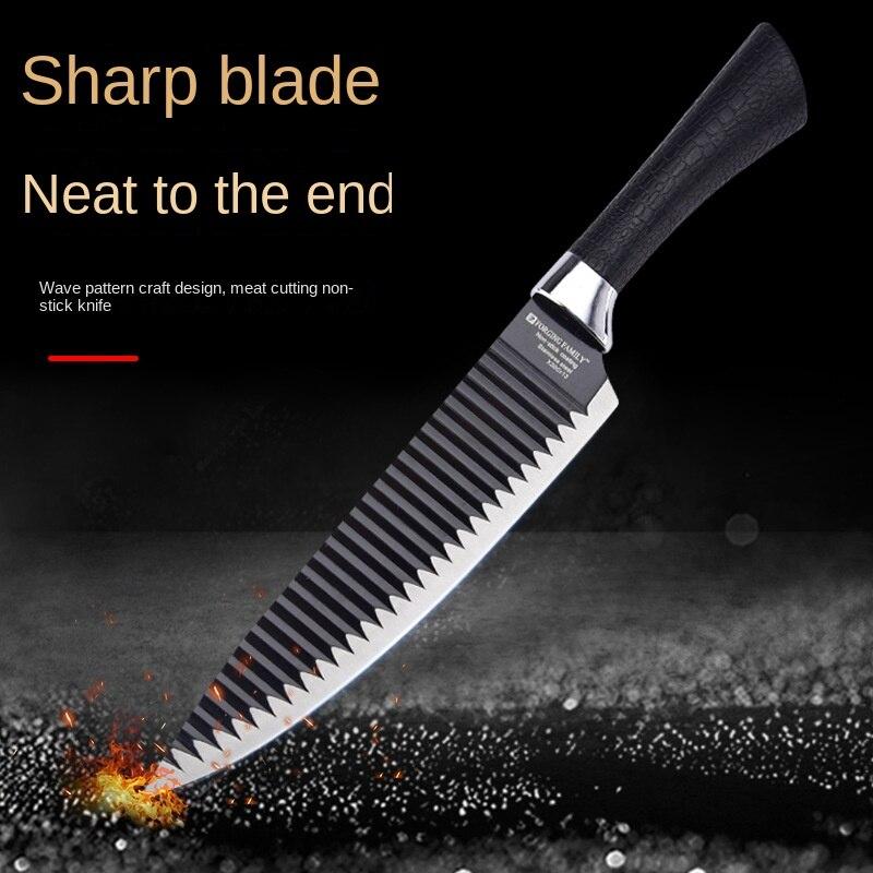 Knife Set Black Knife Six-piece Set Tie Pattern Non-stick Knife Stainless Steel Wave Pattern Knife