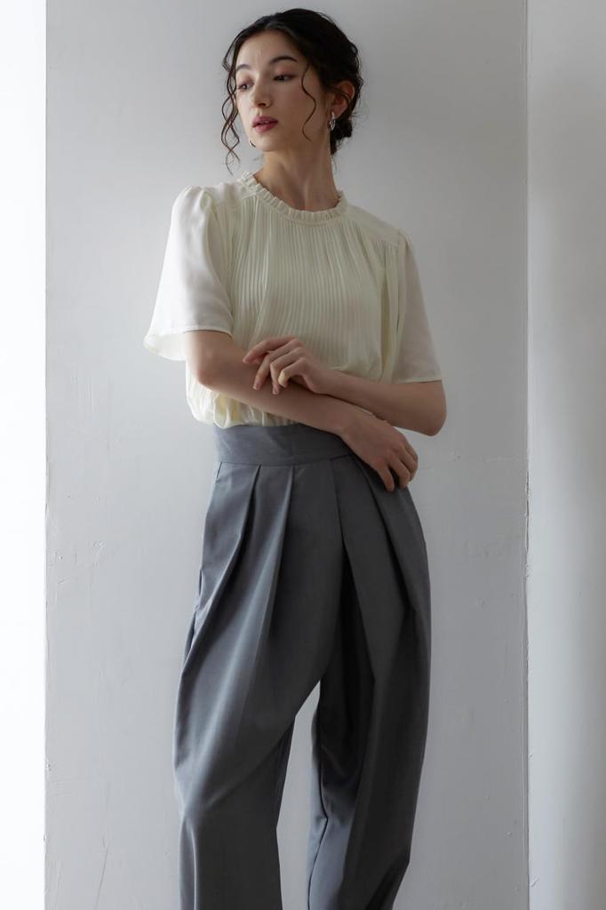 Блузка для короткого костюма большого размера L [Lilyano] Женская, Рукав, Плиссированная, Нижнее белье, Для поездок на работу, Офис, Формальный, Чистый, Повседневный, Топы, Размер, Цвет слоновой кости,