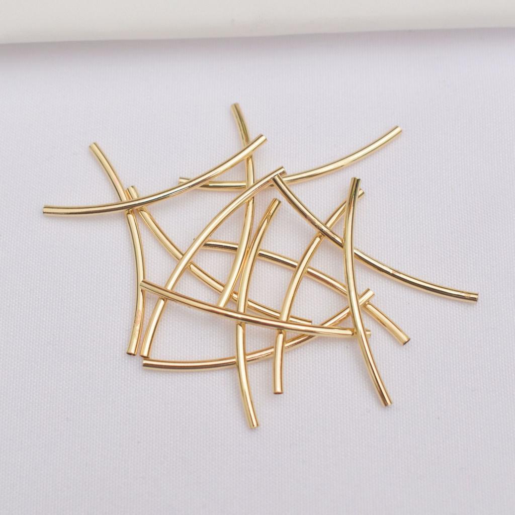 50 шт. 14-каратного золота, глянцевый браслет-локоть, сохраняющий цвет, браслет, глянцевая круглая трубчатая втулка, материал для ювелирных аксессуаров