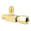 Brass Tee Adapter Converter 1/4inch Male and Female SAE Flare Swivel Connector Auto Air-Conditioning Installation