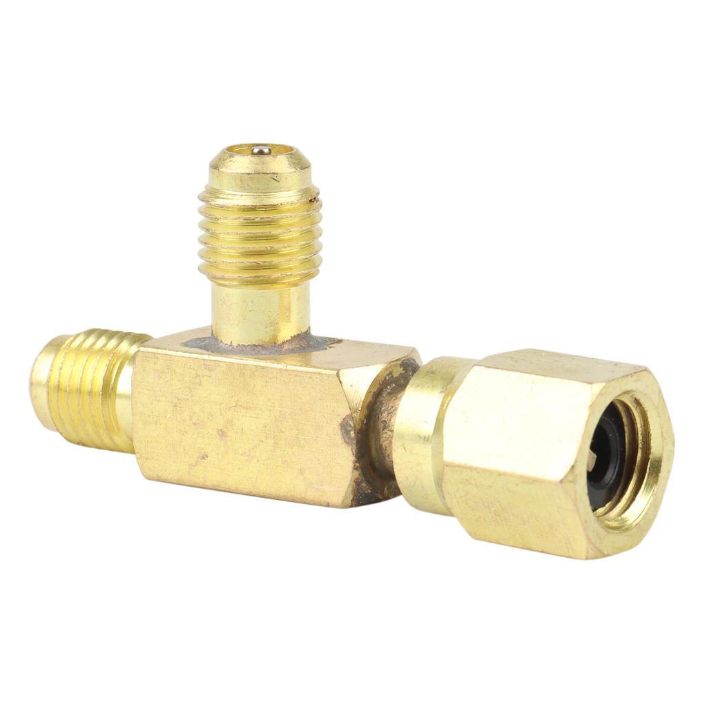 Brass Tee Adapter Converter 1/4inch Male and Female SAE Flare Swivel Connector Auto Air-Conditioning Installation