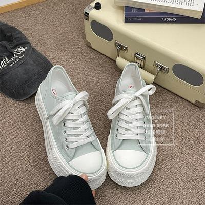 Летние новые парусиновые туфли на толстой подошве с круглым носком, женские низкие универсальные кеды 824