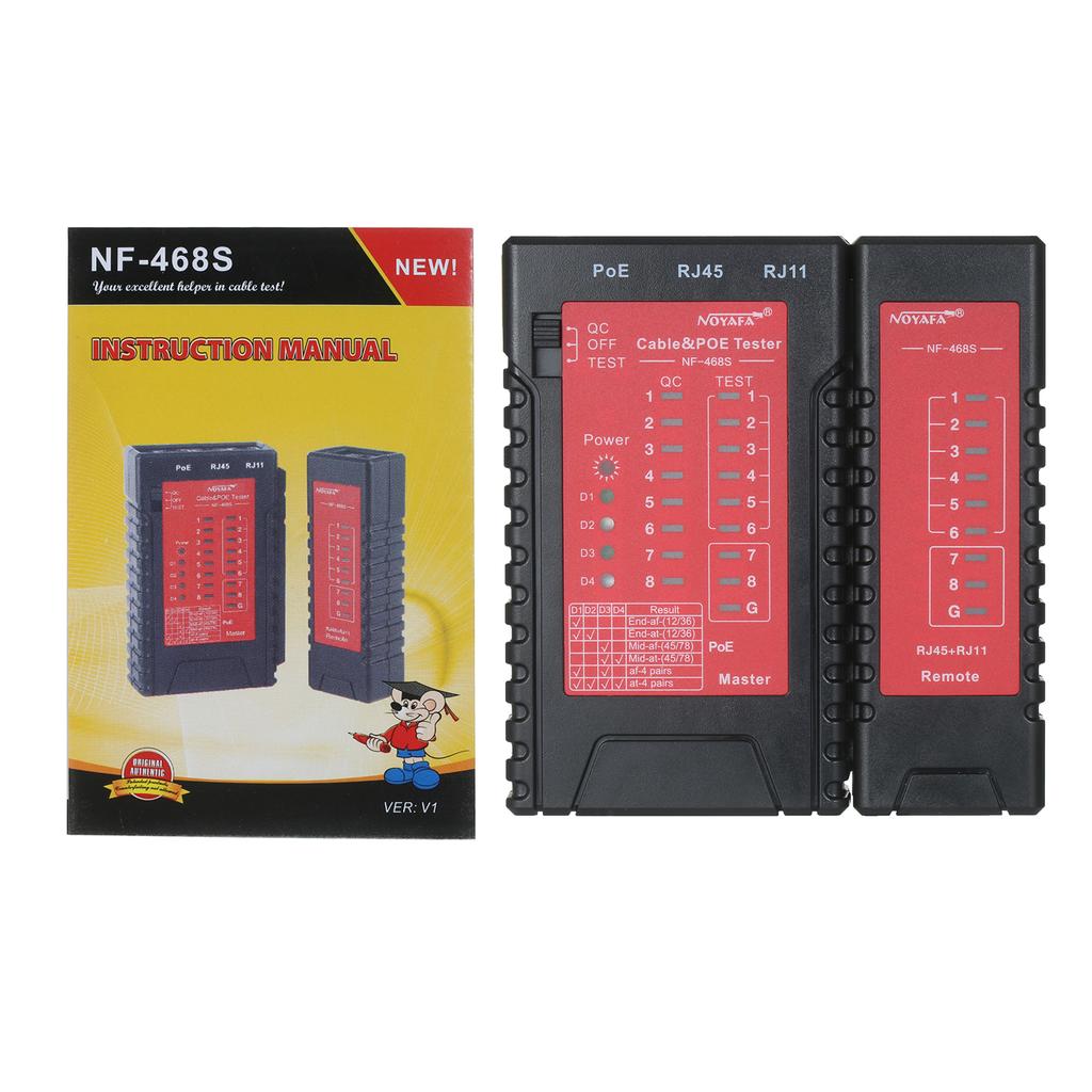 NOYAFA RJ45 RJ11 Network Cable & PoE Tester Telephone Line Tester Lan Ethernet Cable Tester for