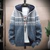 Autumn and Winter Men's Casual Jacket European and American Hooded Cardigan Knitted Thickened Plush Sweater Men