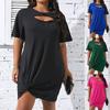 Women's Solid Color Hollow Out Twisted Casual Dresses