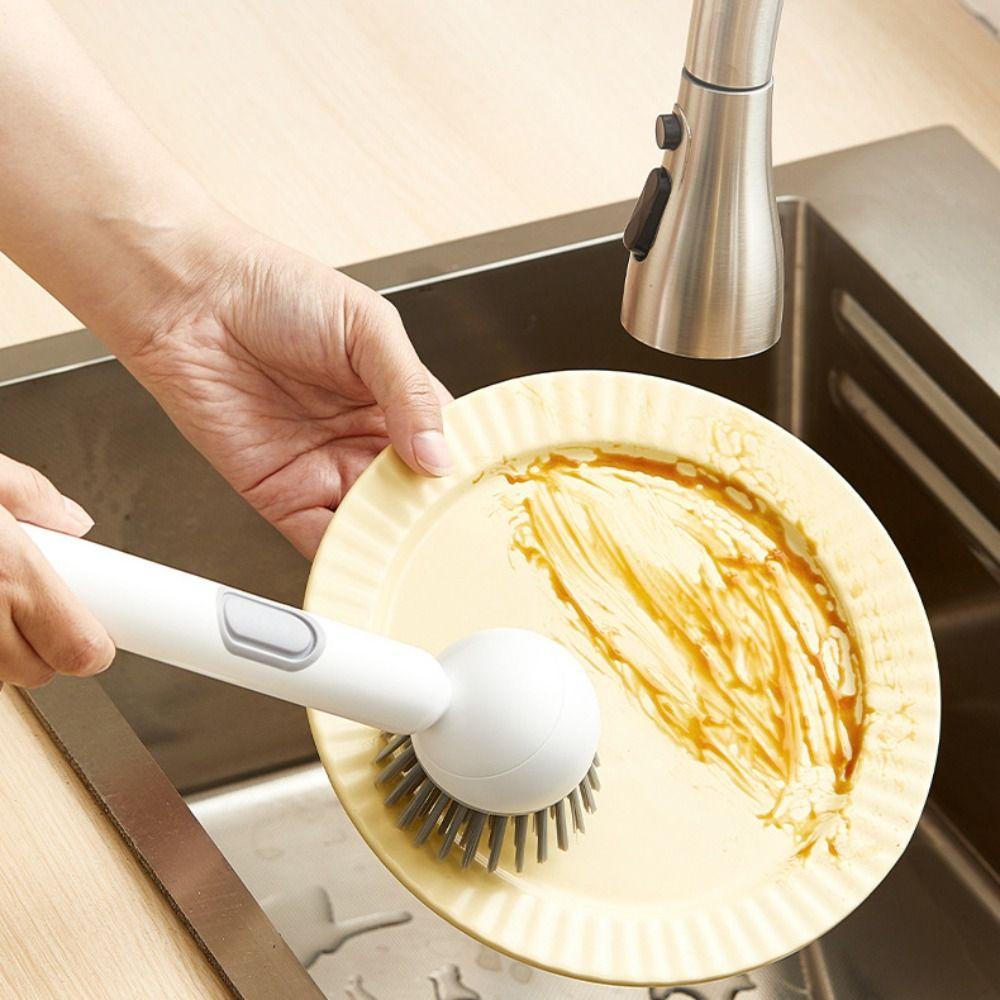 Press Out Liquid Refillable Liquid Washing Brush Dishwashing Brush Kitchen Pots Dishes Sink