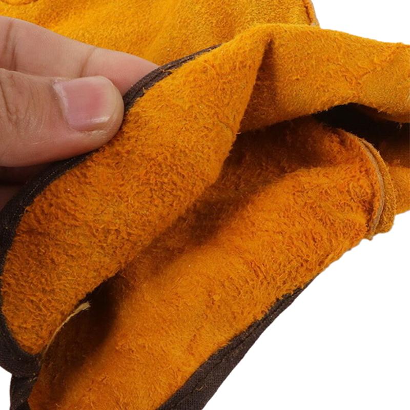 1 Pair Soft Cowhide Driver Hunting Driving Farm Garden Welding Security Protection Safety Mechanic Glove Men Work Gloves