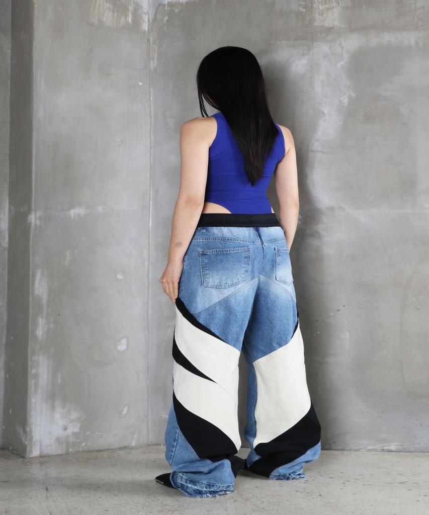 Sumilo Semi-Wide Origami Upcycled Denim Pants Unisex