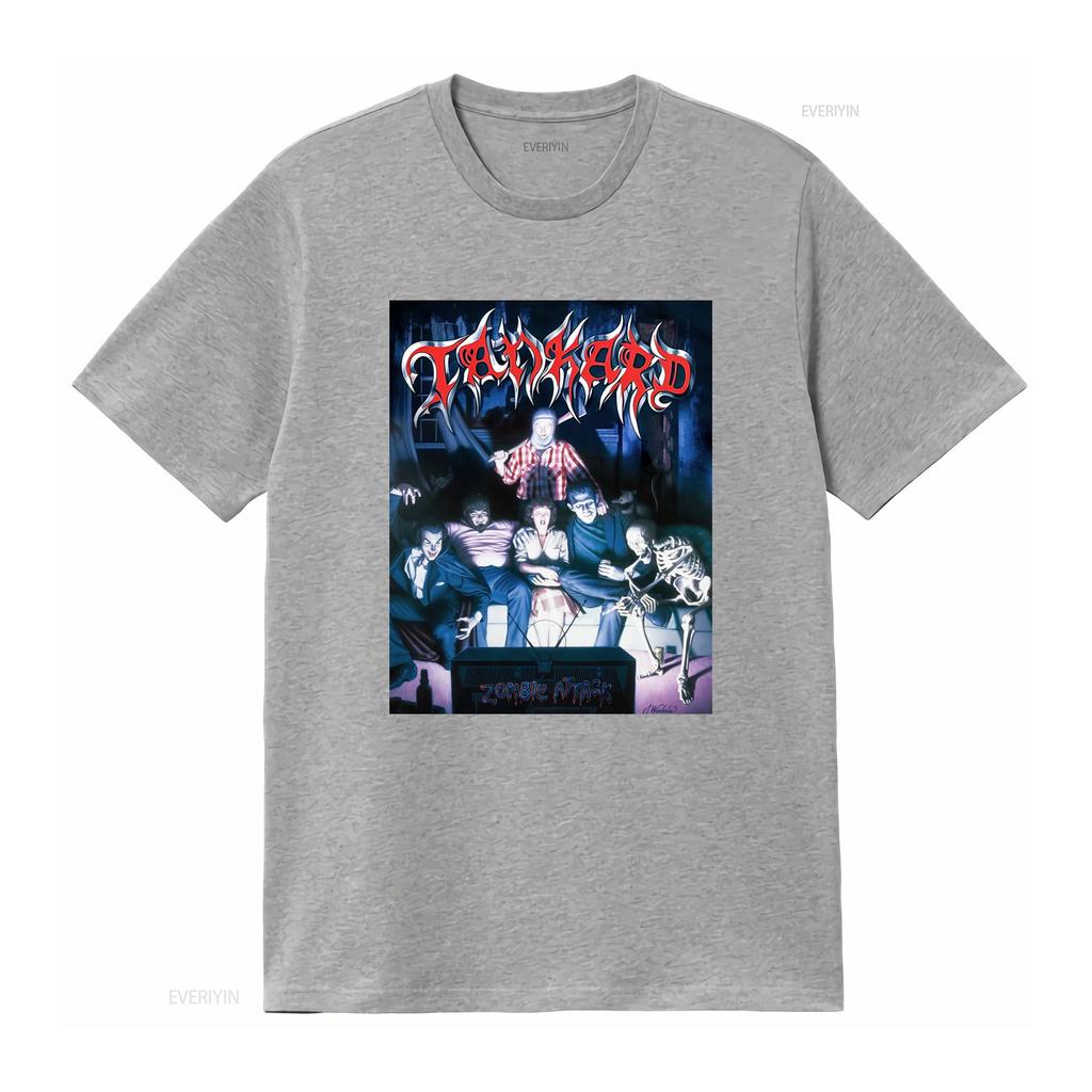 Tankard Zombie Attack T Shirt Retro Horror Band Design for Men Unique Rock Merch vintage Washed Casual Comfortable Stylish
