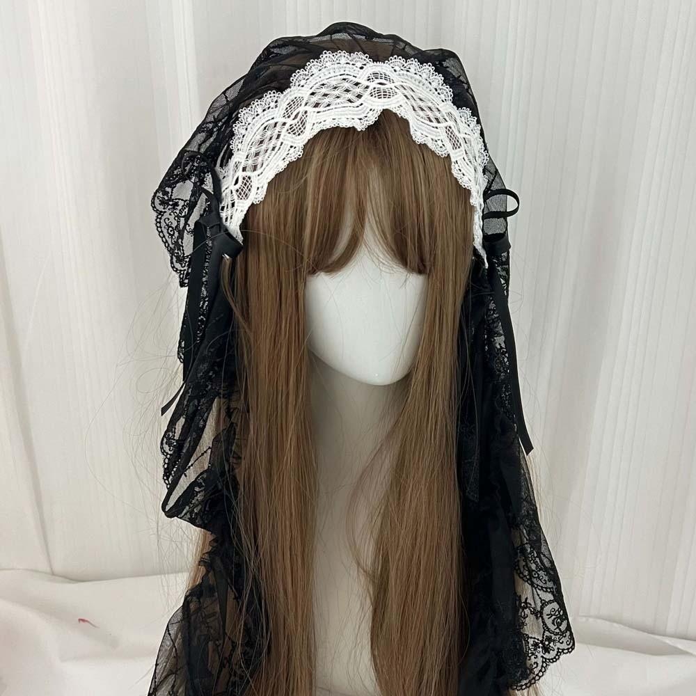 Black / White Lace Bow Hair Band Gothic Style Lolita Girls Headband Lolita Headwear Party