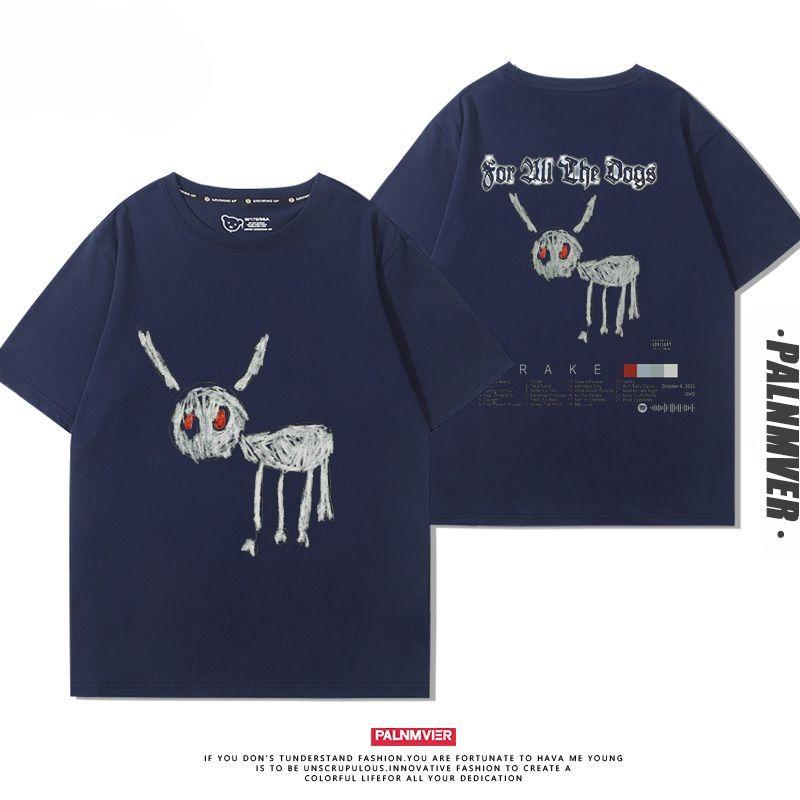 Hip Hop Drake Drake New Album for All The Dogs Short Sleeve Men's T-Shirt Street European and American Trend Clothes Summer