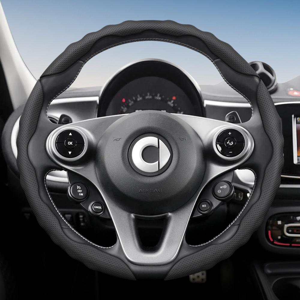 vcxja9 Suitable for Smart Steering Wheel Cover with Wavy Sports Design, Breathable Leather, Segmented Non-Slip Sweat-Absorbing Steering Wheel