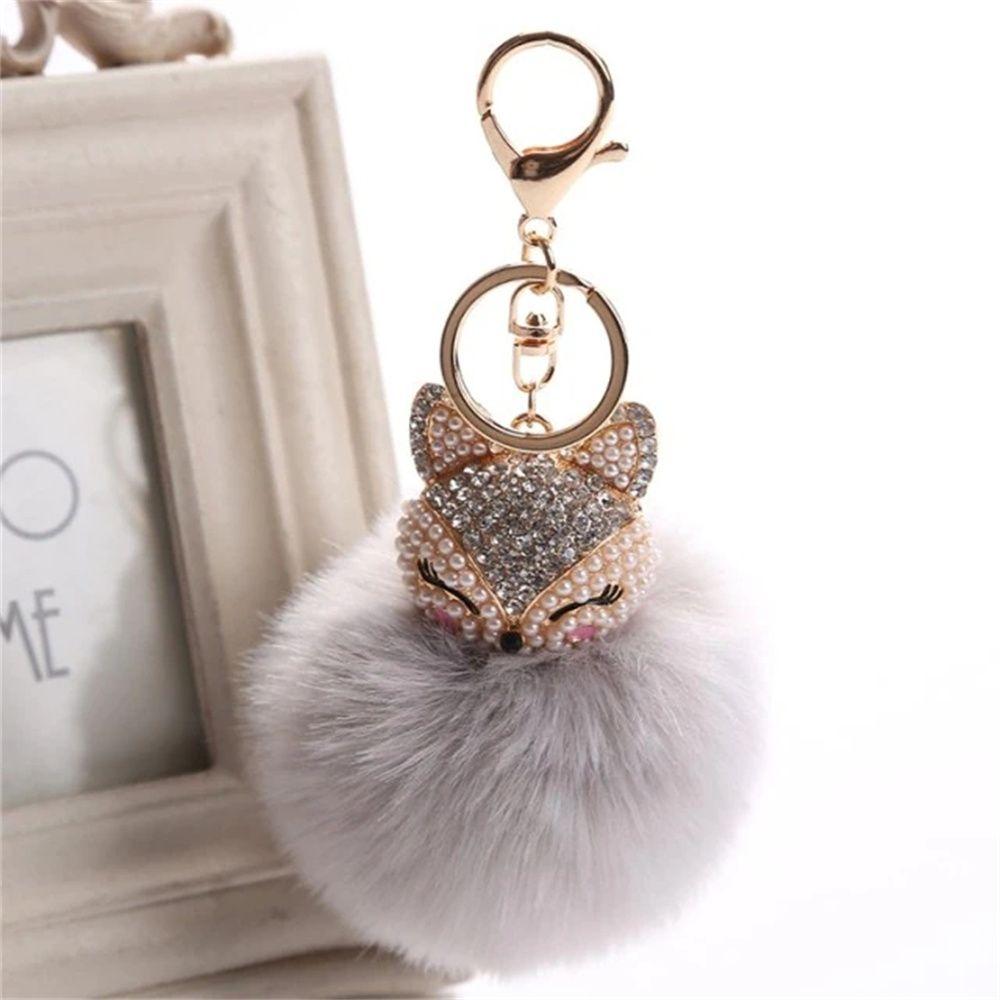 Bag Pendants Women Gifts Pearl Pendant Key Ring Car Key Chain Fur Keychain Fur Ball Keychain