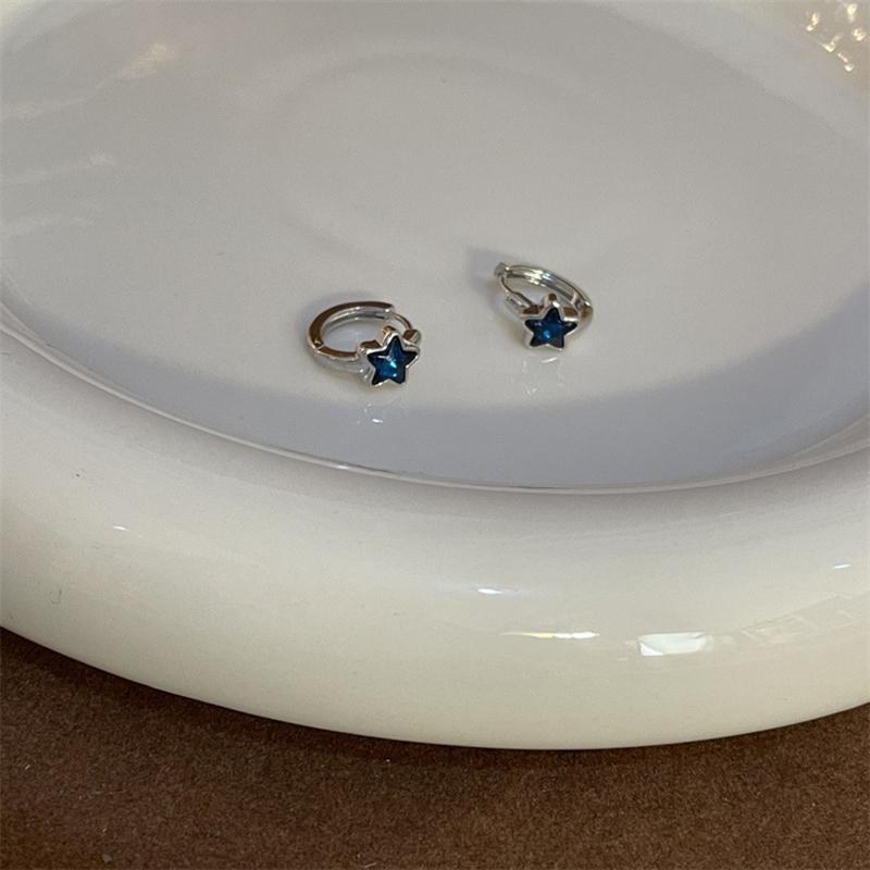 Y2K модные милые сладкие синие серьги-кольца со звездами для женщин и девочек простые новые модные винтажные серьги эстетичные ювелирные изделия подарок