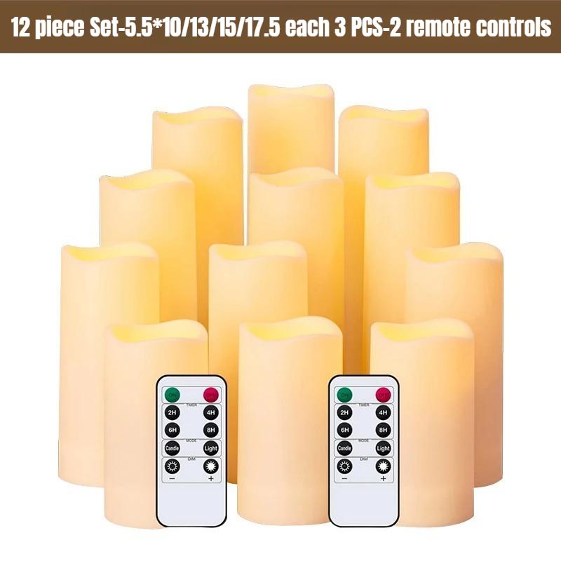 9/12/24 шт. Беспламенная светодиодная свеча, креативная свеча для загадывания желаний, рождественская декоративная колонная свеча, искусственная пластиковая свеча, работающая от батареек, для дома, свадьбы